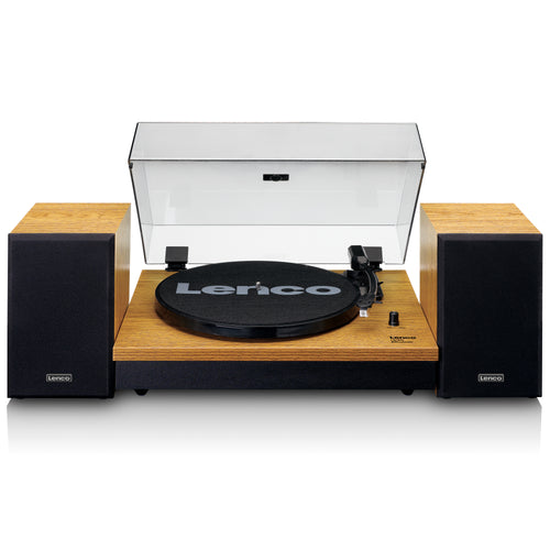 LENCO LS-300WD - Platenspeler met Bluetooth® en twee externe speakers, hout