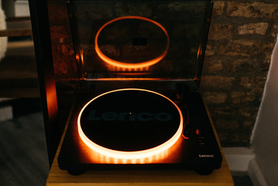 LENCO LS-50LED BK - Record Player with PC encoding, speakers and lights