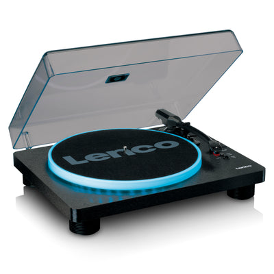 LENCO LS-50LED BK - Record Player with PC encoding, speakers and lights