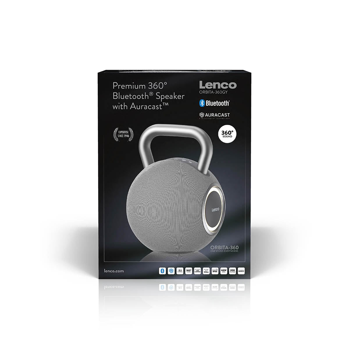 LENCO ORBITA-360 - 360° Bluetooth-luidspreker met Auracast®