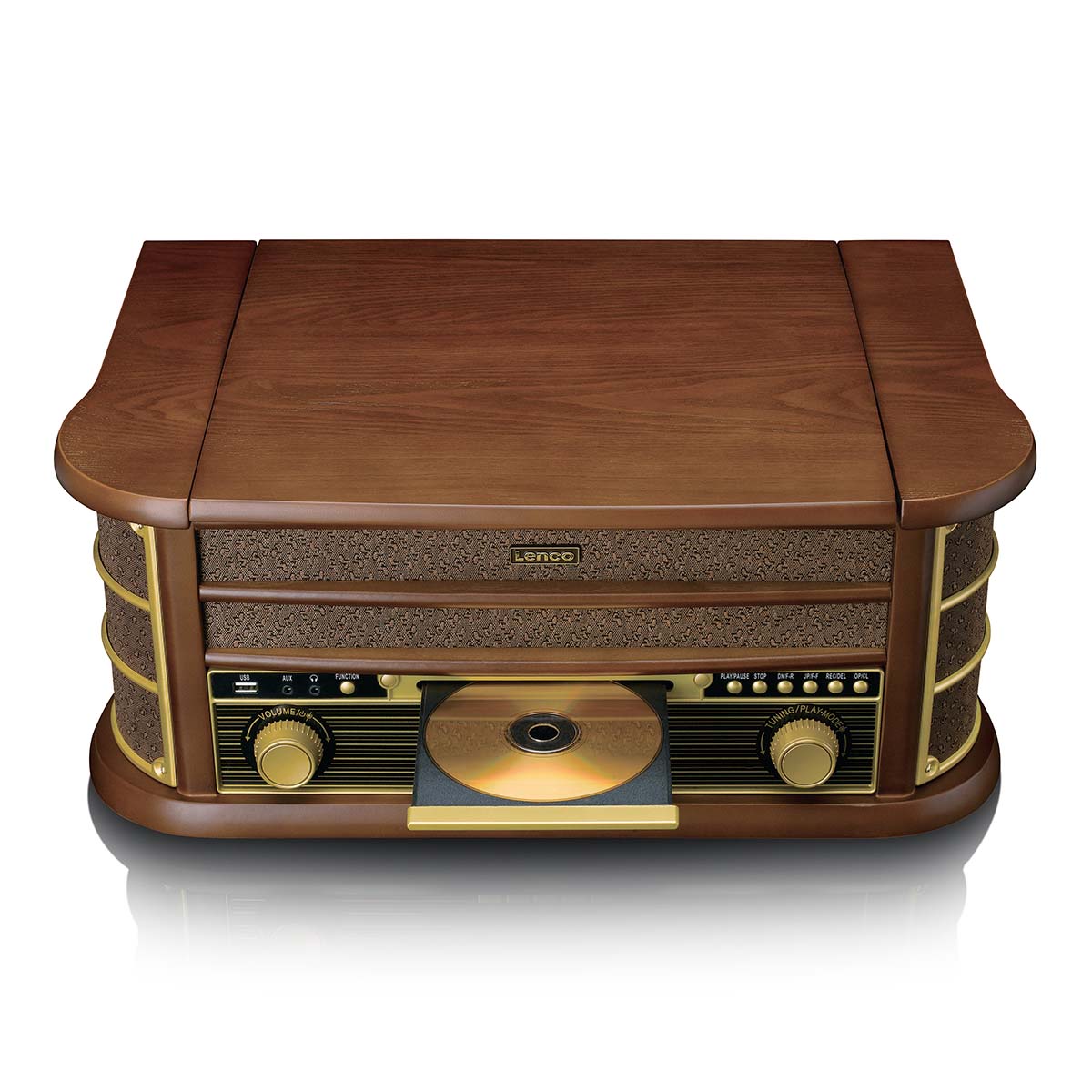 CLASSIC PHONO TCD-3571MY - Houten retro platenspeler met Bluetooth®, DAB+/FM Radio, USB encoding, CD-speler, Cassettespeler en ingebouwde speakers - Hout