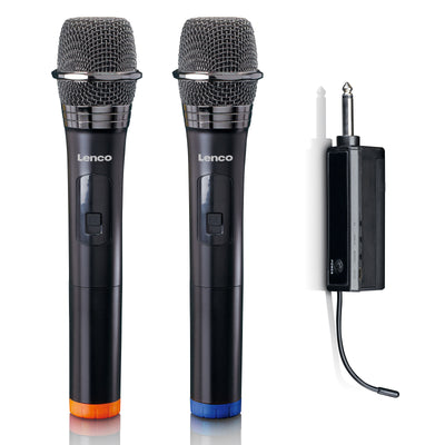 LENCO - MCW-020BK - Set of 2 wireless microphones with portable battery powered receiver