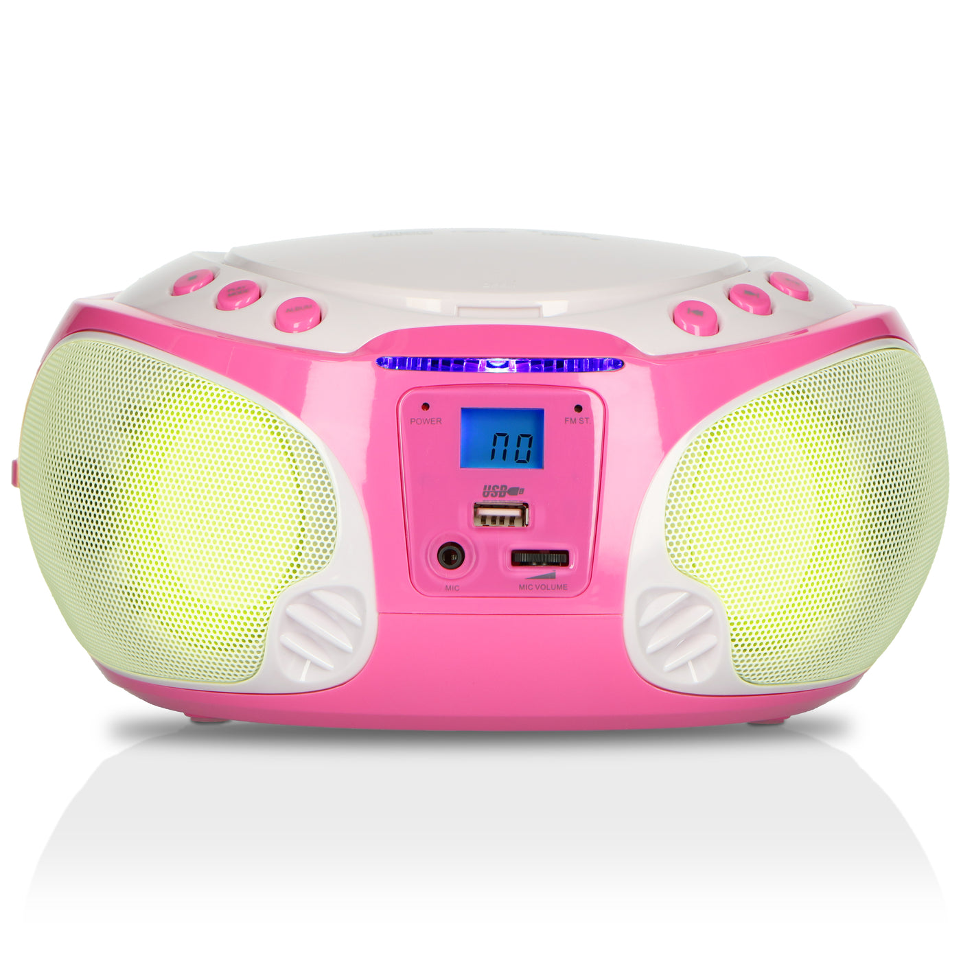 LENCO SCD-650PK - Draagbare FM Radio CD/MP3/USB speler microfoon en licht effecten - Roze
