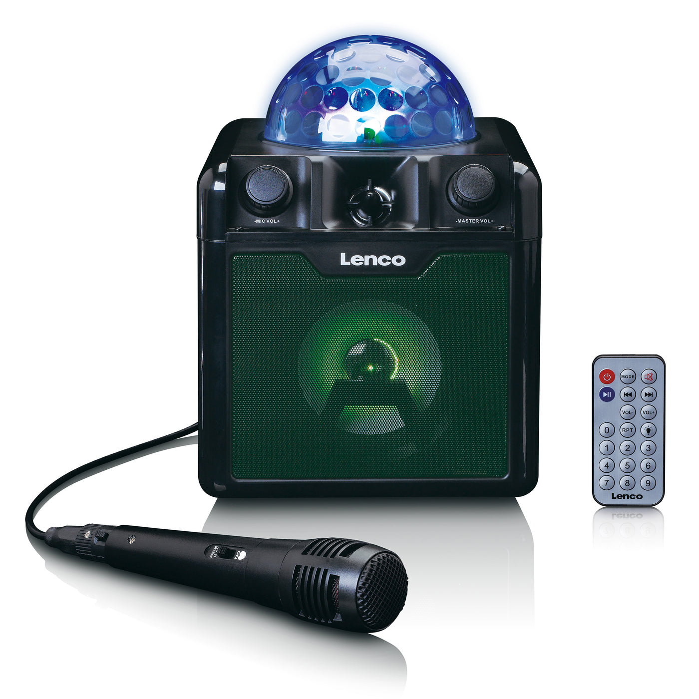 LENCO BTC-050BK - Bluetooth® speaker with lights, USB, SD, RC, MIC, AC