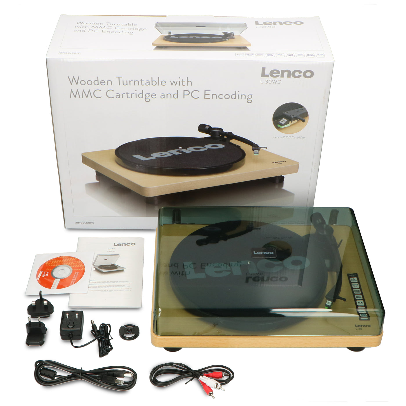 LENCO L-30WD Record Player with USB/PC encoding - Wood