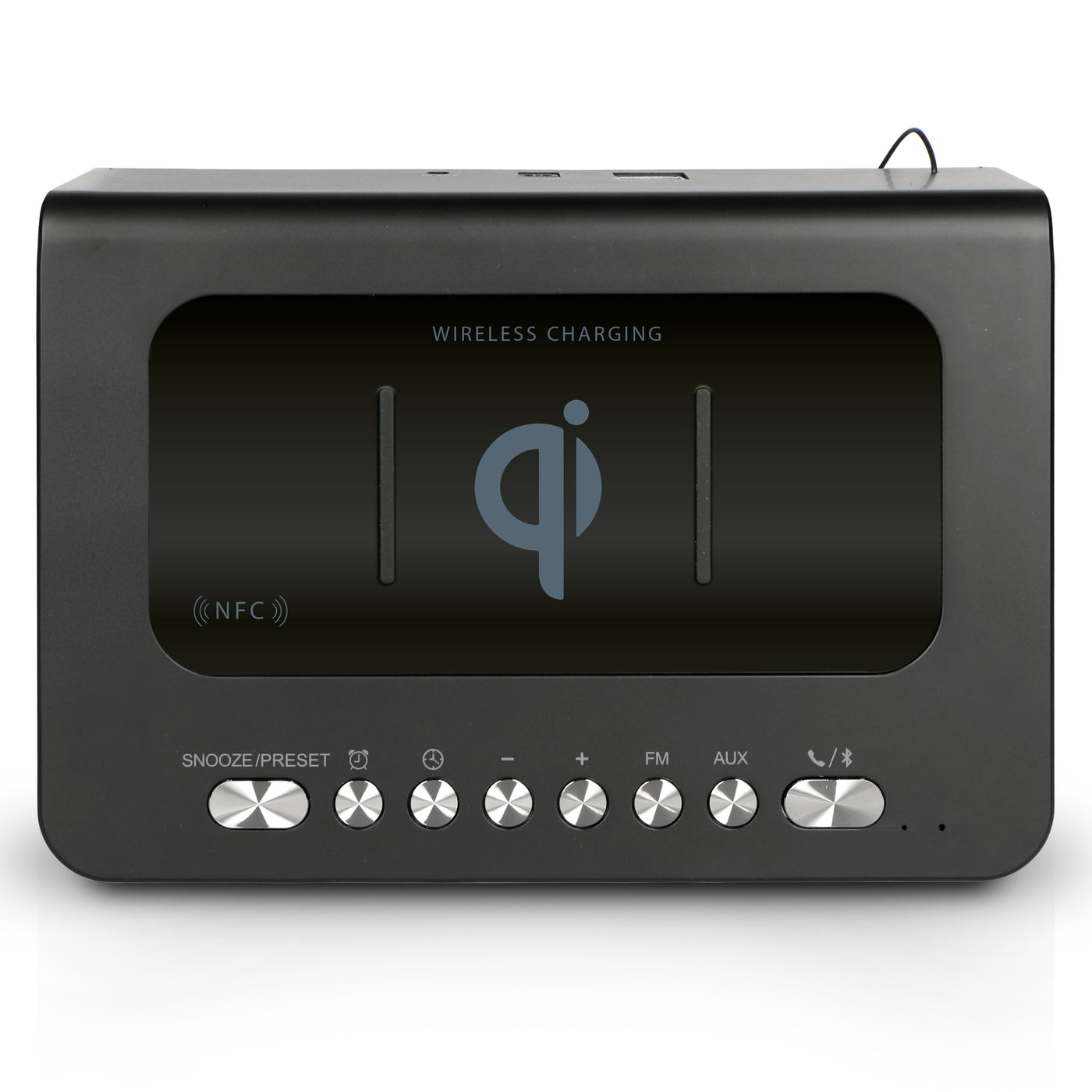 LENCO CR-580BK - Stereo FM Wekkerradio Bluetooth®, USB en draadloze QI oplader - Zwart