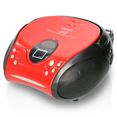 LENCO SCD-24 Red/Black - Draagbare stereo FM radio met CD-speler - Rood/zwart