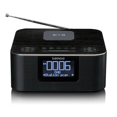 LENCO CR-650BK - DAB+/ FM Clock Radio with Bluetooth® and wireless charging, black