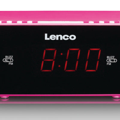LENCO CR-510PK - Stereo FM clock radio with 0,9" LED display - Pink