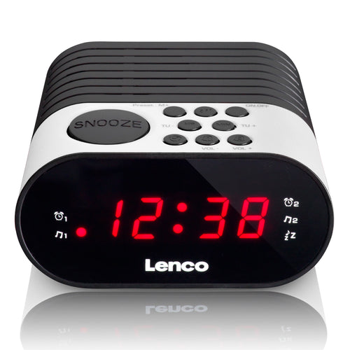 LENCO CR-07 White - FM Alarm Clock Radio with with Sleep timer and double alarm function - White