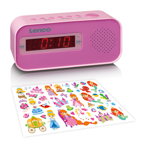 LENCO CR-205PK - Wekkerradio met stickerset - Roze