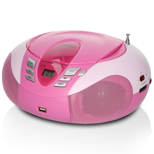 LENCO SCD-37 USB Pink - Draagbare FM Radio CD en USB speler - Roze