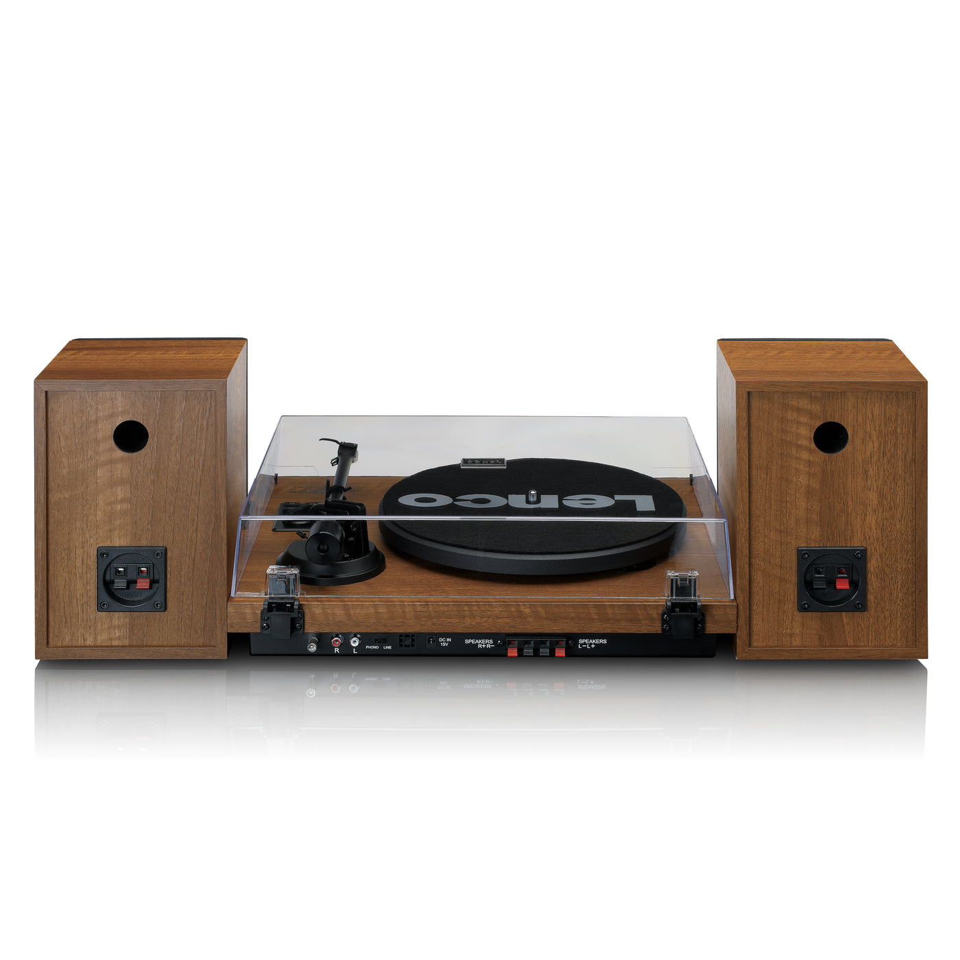 LENCO LS-480WD - Record player with built-in amplifier and Bluetooth® plus 2 external speakers - Wood