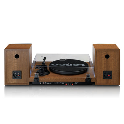 LENCO LS-480WD - Record player with built-in amplifier and Bluetooth® plus 2 external speakers - Wood