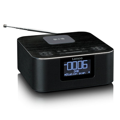 LENCO CR-650BK - DAB+/ FM Clock Radio with Bluetooth® and wireless charging, black