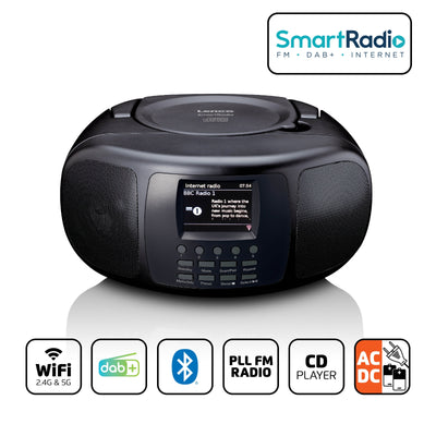 LENCO SCD-6000BK - Portable internet radio with DAB+/FM, Bluetooth®, CD player, and large LCD colour display - Black