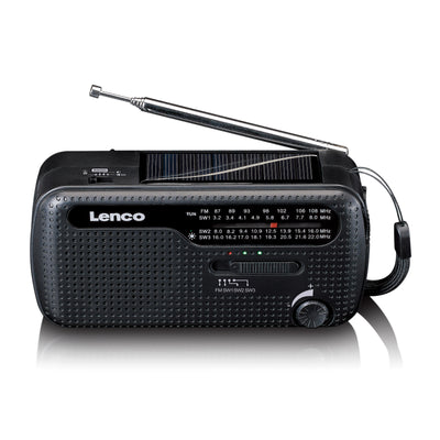 LENCO MCR-113BK - Draagbare opwindbare noodradio, zaklamp en powerbank in één - Zwart