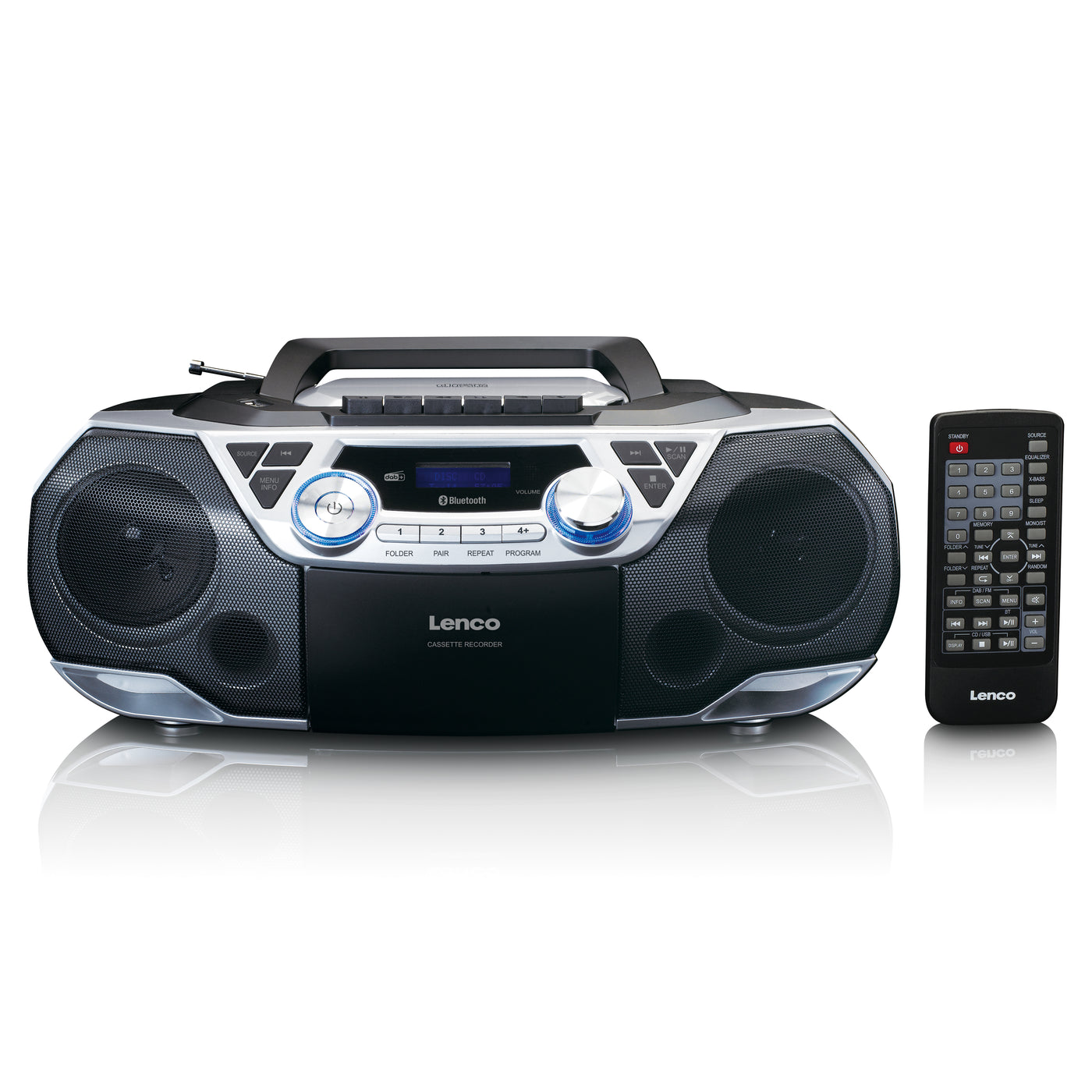 LENCO SCD-720SI - Draagbare boombox met DAB+/FM radio, Bluetooth®, CD, casette recorder en USB speler - Zilver