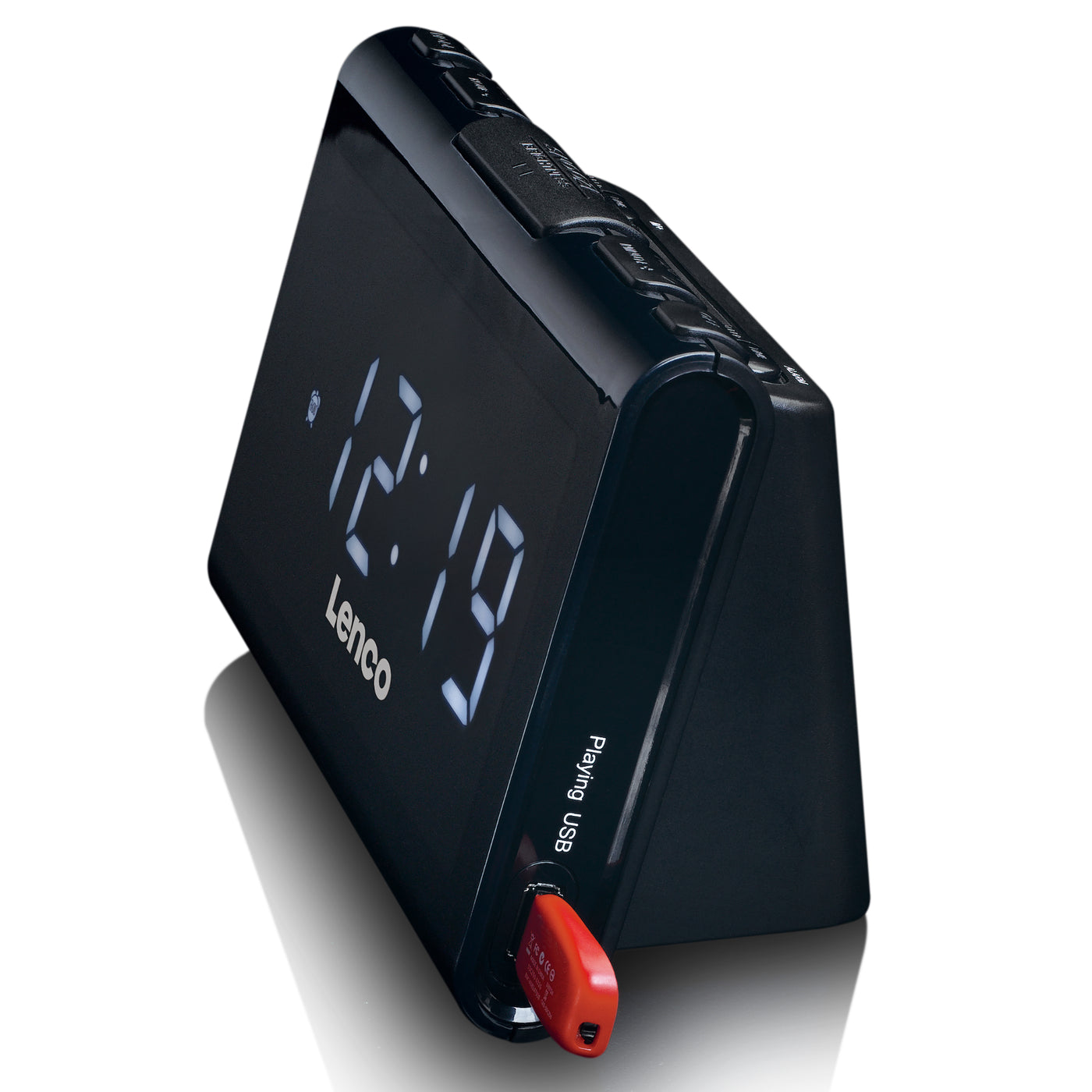 LENCO CR-525BK - FM Wekkerradio met USB-speler en USB-oplader - Zwart