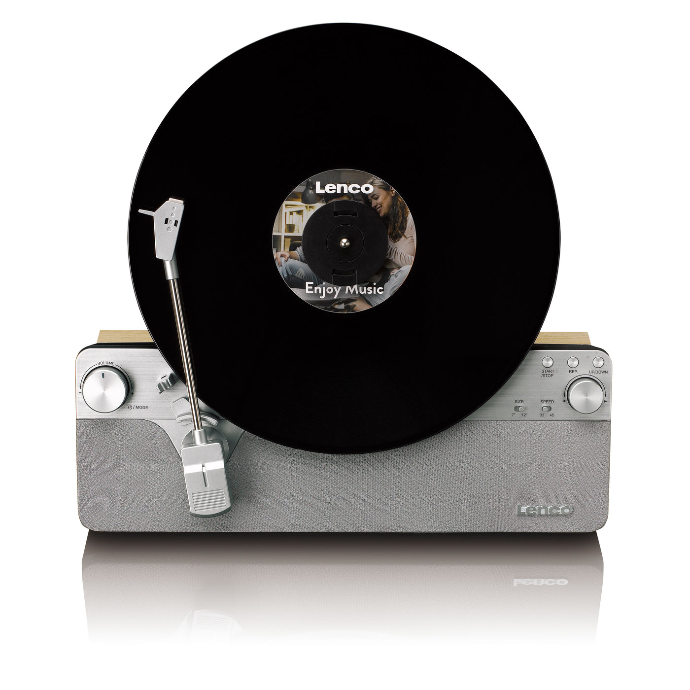 LENCO LSA-071SI - Volautomatische verticale platenspeler met ingebouwde luidsprekers en Bluetooth® - Zilver