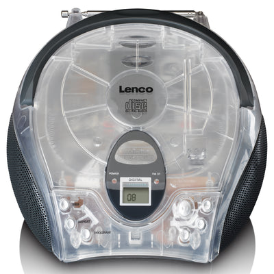 LENCO SCD-24TR - Portable stereo FM radio with CD player - Transparent