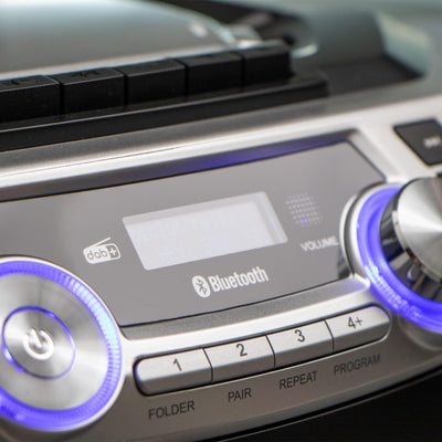 LENCO SCD-720SI - Portable Boombox with DAB+/FM radio, Bluetooth®, CD, Casette Recorder and USB player - Silver