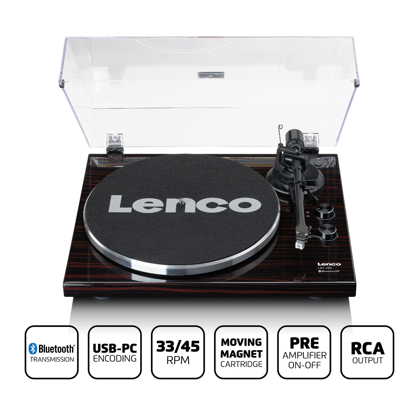 LENCO LBT-288WA - Platenspeler met Bluetooth® transmissie, donkerbruin
