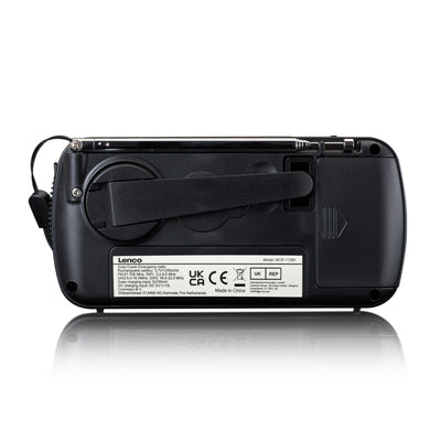 LENCO MCR-112BK - Portable hand crank emergency radio, flashlight and power bank in one - Black