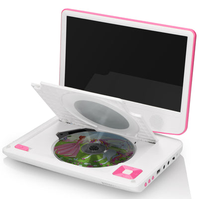 LENCO DVP-910PK - Portable 9" DVD-speler met USB-hoofdtelefoon-ophangbeugel - Roze/wit