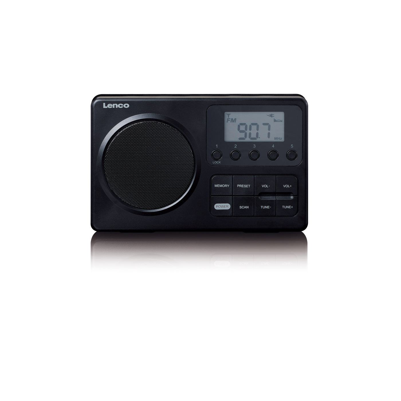 LENCO MPR-035BK - Compact portable FM radio with LCD display - Black