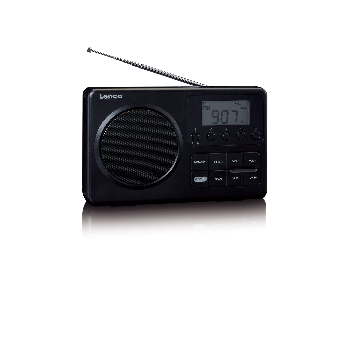 LENCO MPR-035BK - Compact portable FM radio with LCD display - Black