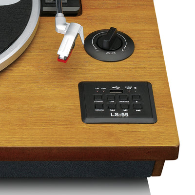 LENCO LS-55WA - Record Player with Bluetooth®, USB MP3 encoder, speakers - Wood