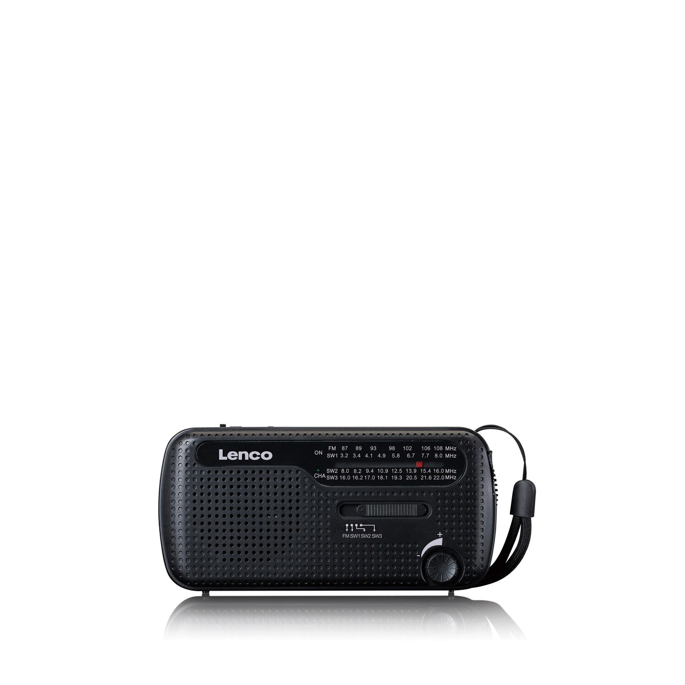 LENCO MCR-112BK - Draagbare opwindbare noodradio, zaklamp en powerbank in één - Zwart