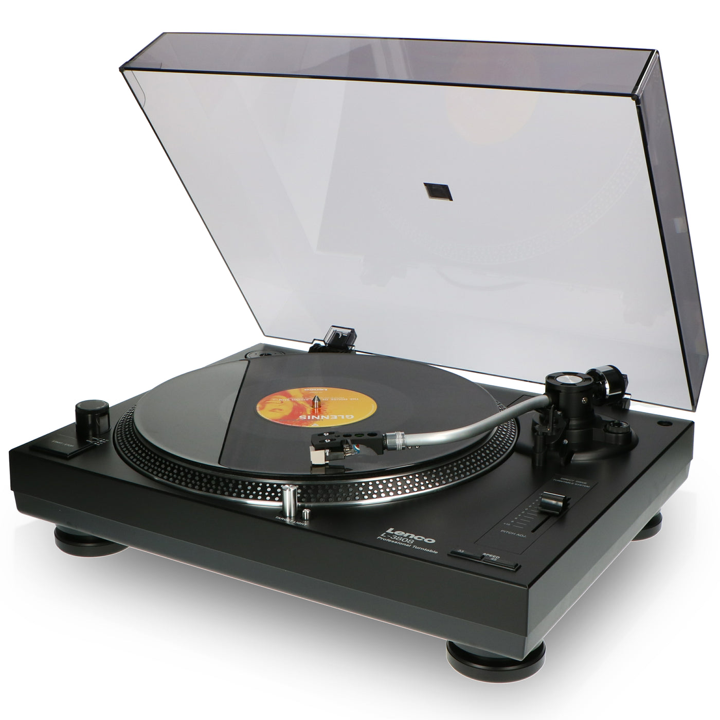 LENCO L-3808 Black - Direct drive Record Player with USB / PC Encoding - Black