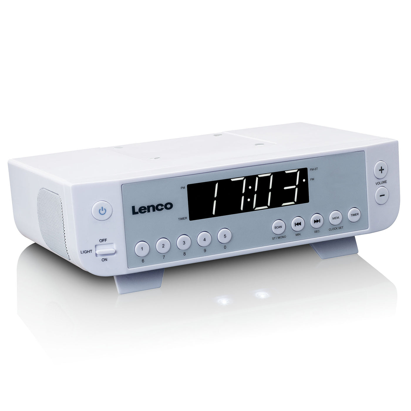 LENCO KCR-11WH Portable radio with LED lighting and timer