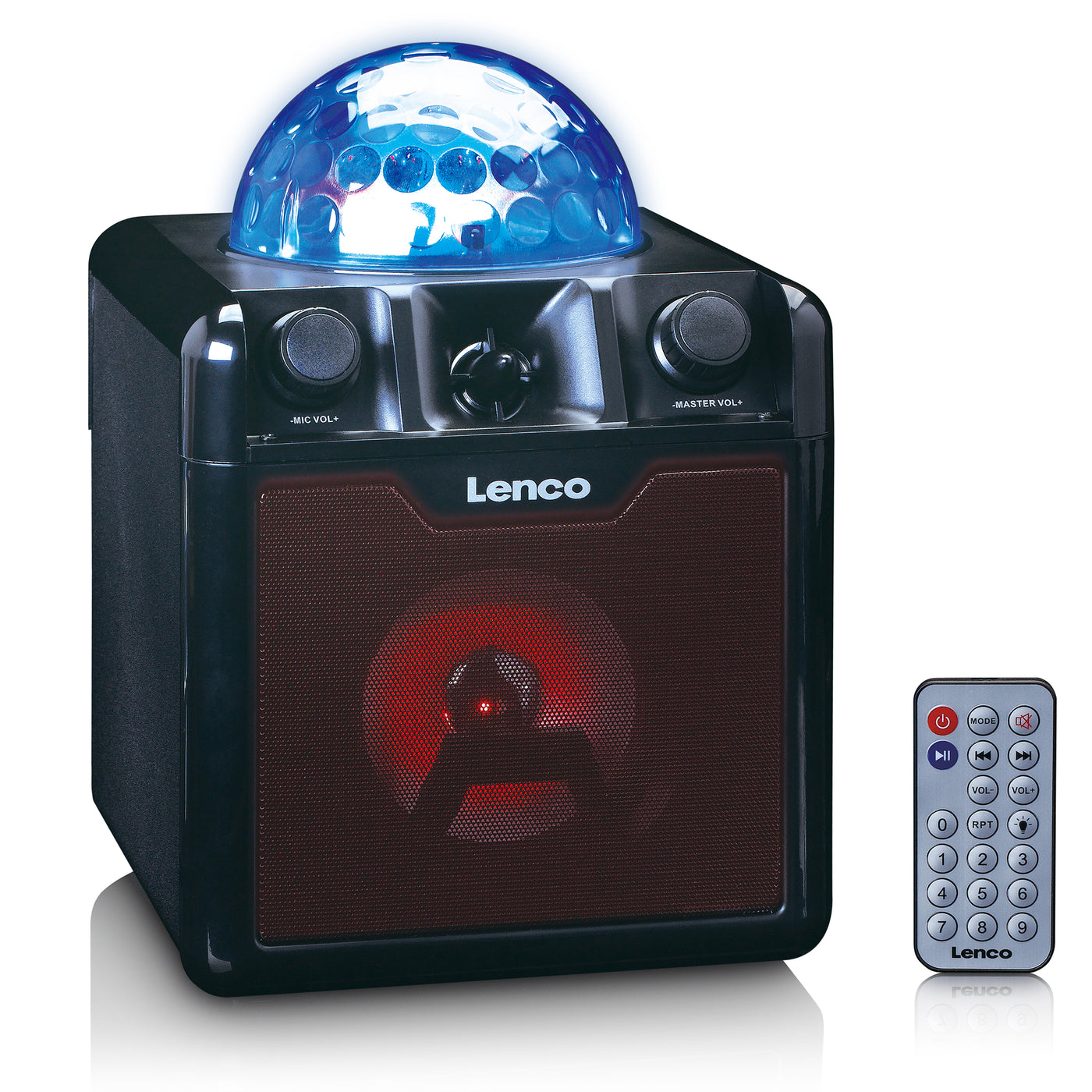 LENCO BTC-050BK - Bluetooth® speaker with lights, USB, SD, RC, MIC, AC