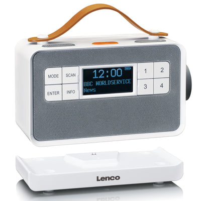LENCO PDR-065WH - Portable senior FM/DAB+ radio with big buttons and "Easy Mode" function, white