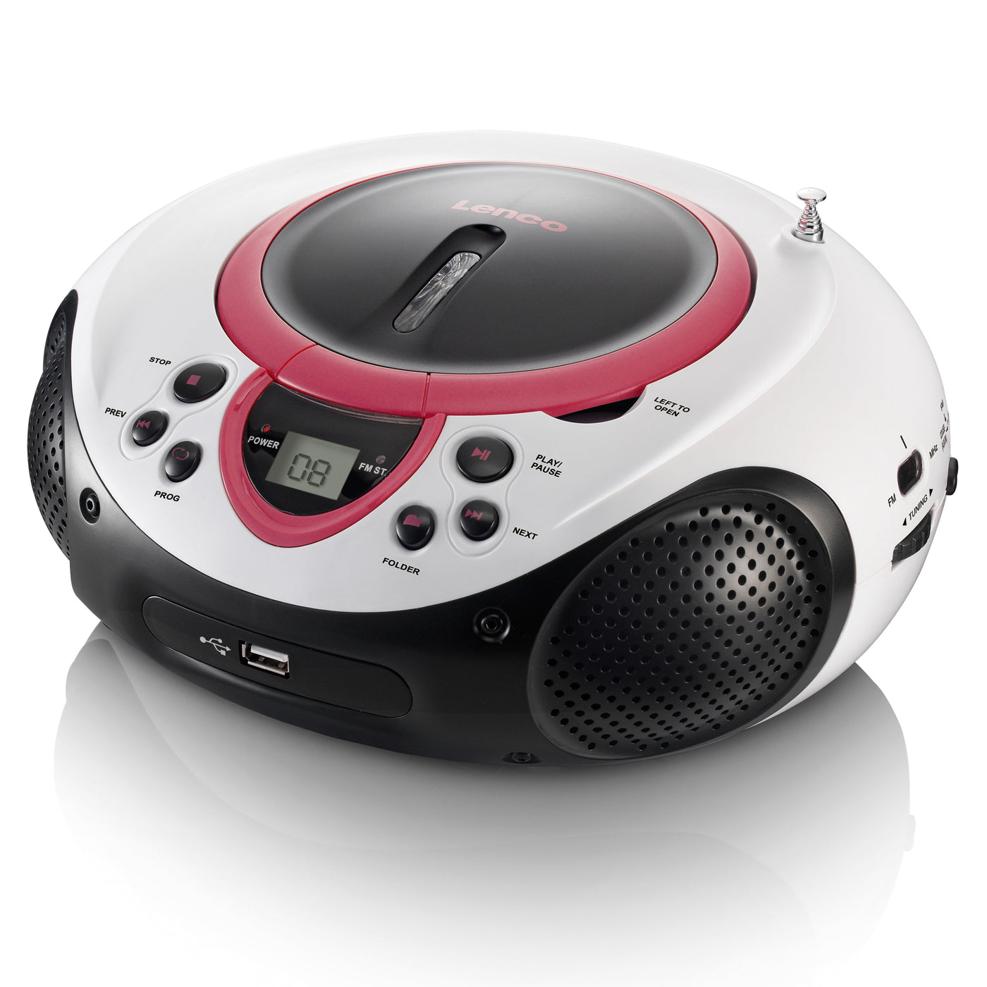 LENCO SCD-38 USB Pink - Portable FM Radio CD and USB player - Pink