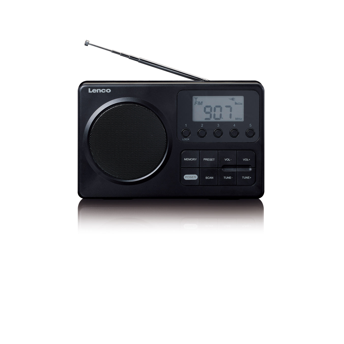 LENCO MPR-035BK - Compact portable FM radio with LCD display - Black