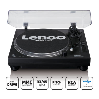 LENCO L-3818BK - Direct aangedreven Platenspeler met USB/PC encoding - Zwart