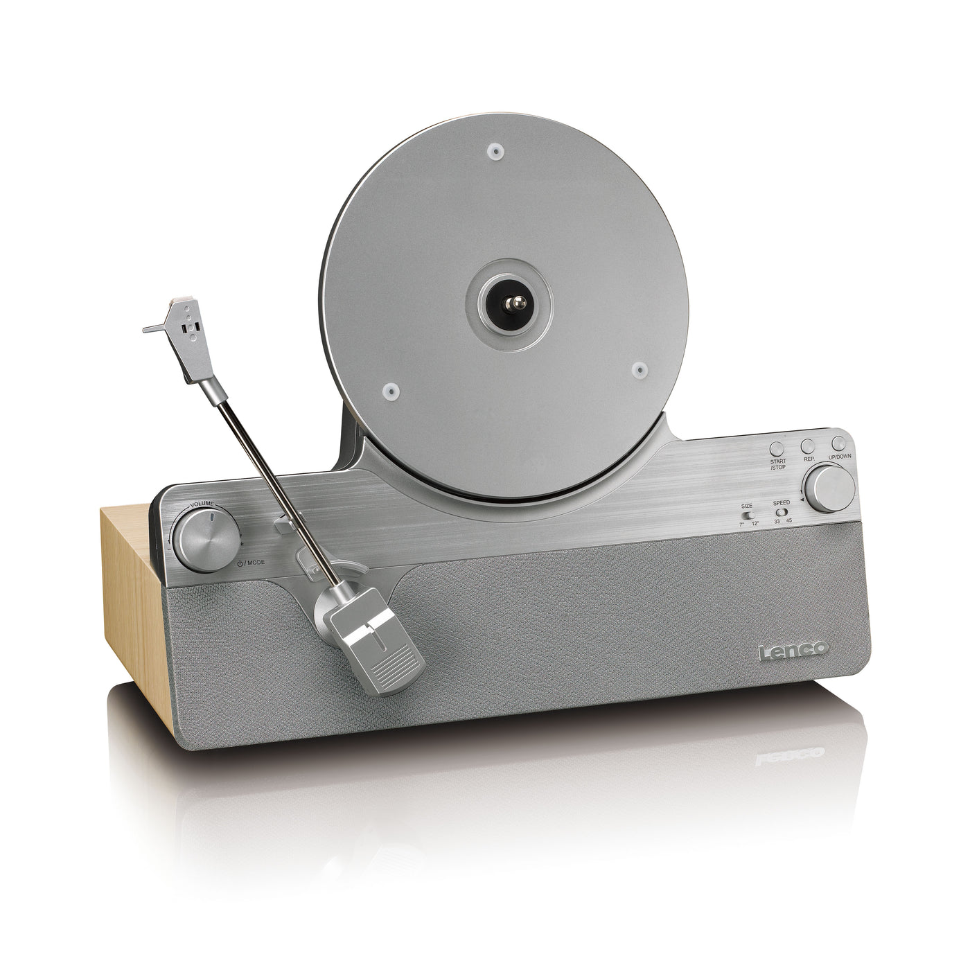 LENCO LSA-071SI - Volautomatische verticale platenspeler met ingebouwde luidsprekers en Bluetooth® - Zilver