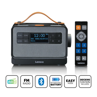 LENCO PDR-065BK - Portable FM/DAB+ radio with big buttons and "Easy Mode" function, black