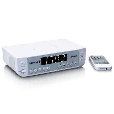 LENCO KCR-100WH - FM Kitchen Radio with Bluetooth®, LED Lighting and Timer - White