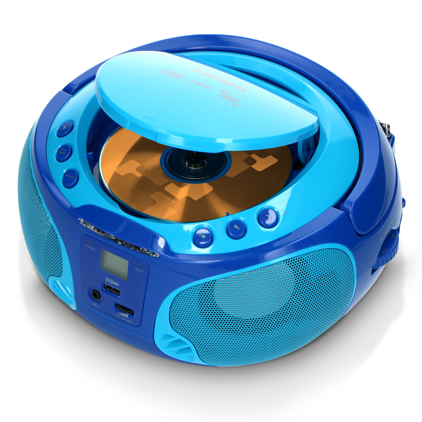 LENCO SCD-650BU Draagbare FM Radio CD/MP3/USB microfoon en licht effecten - Blauw