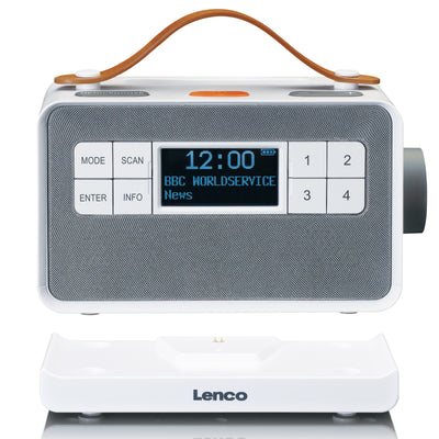 LENCO PDR-065WH - Portable senior FM/DAB+ radio with big buttons and "Easy Mode" function, white