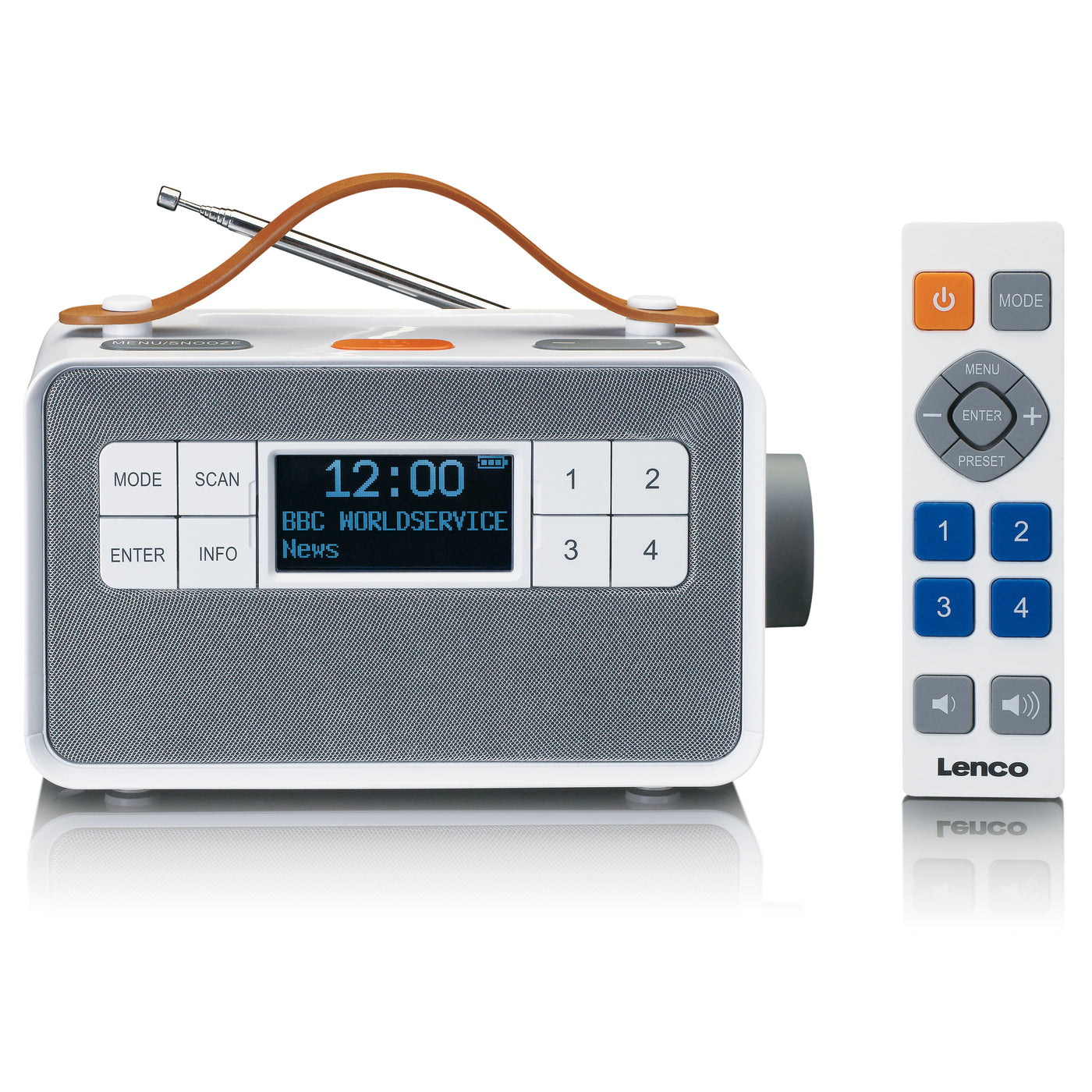 LENCO PDR-065WH - Portable senior FM/DAB+ radio with big buttons and "Easy Mode" function, white