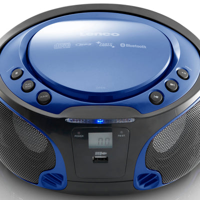 LENCO SCD-550BU - Portable FM Radio CD/MP3/USB/Bluetooth® player with LED lighting - Blue