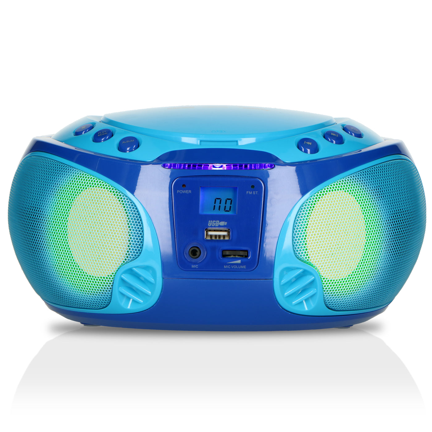 LENCO SCD-650BU - Portable FM Radio CD/MP3/USB Microphone & Light Effects - Blue