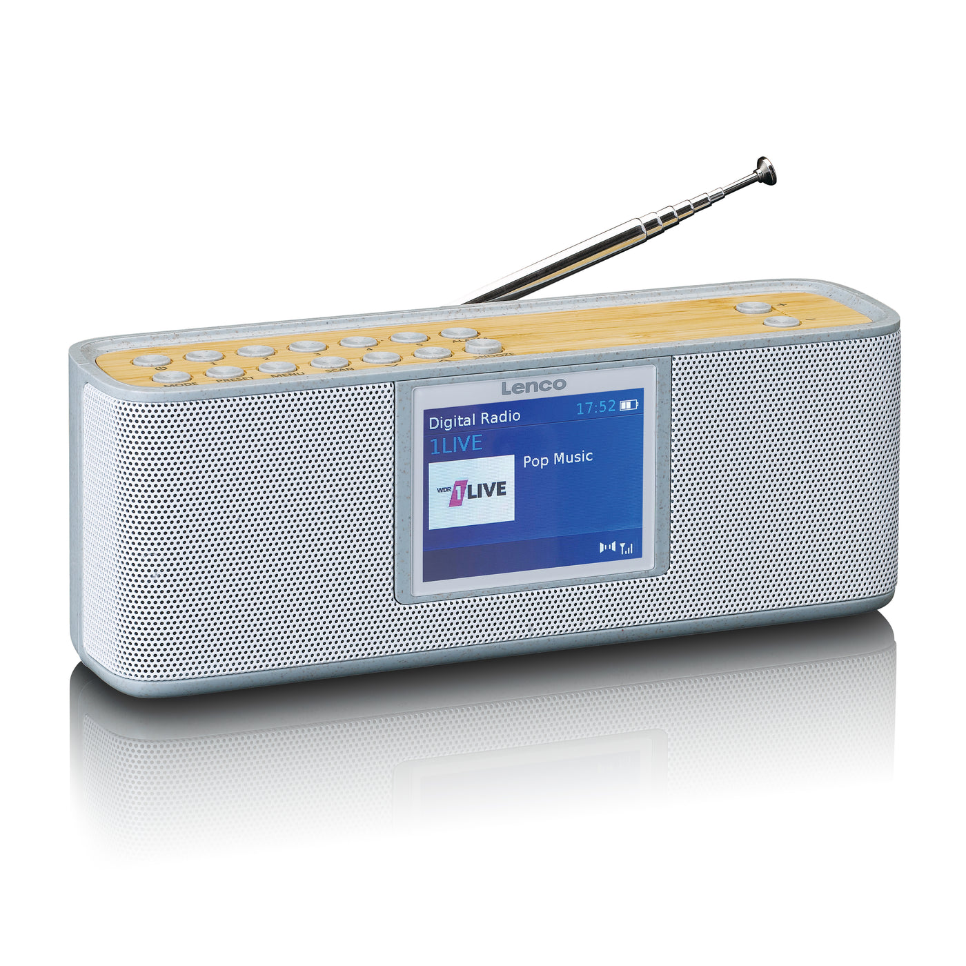 LENCO PDR-046GY - Eco DAB+ radio met Bluetooth 5.0, wit/bamboe