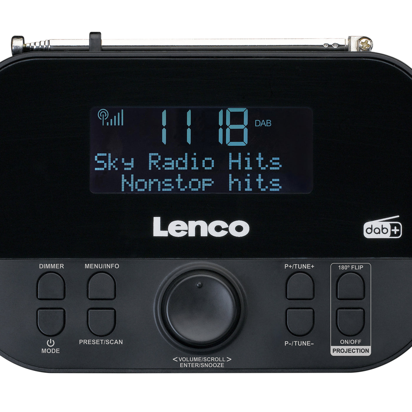 LENCO CR-615BK - DAB+ en FM radio met tijd projectie - Zwart
